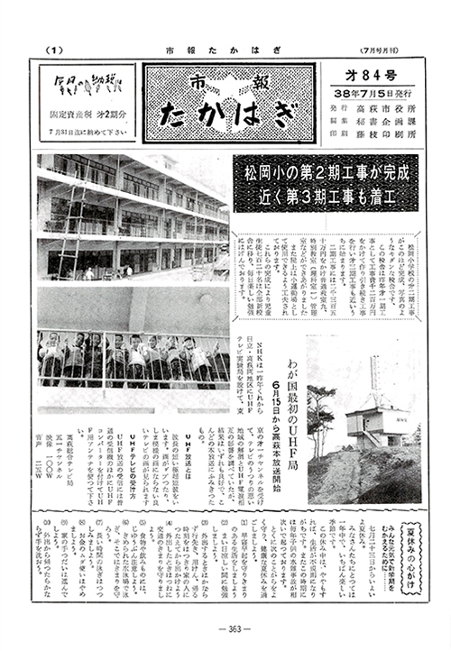 市報たかはぎ 1963年07月の表紙