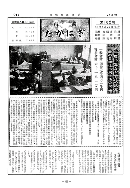 市報たかはぎ 1966年04月の表紙