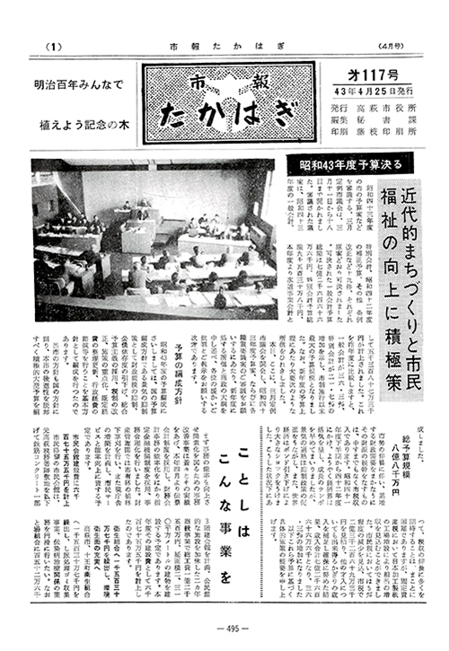 市報たかはぎ 1968年04月の表紙