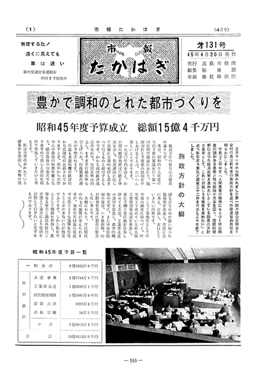 市報たかはぎ 1970年04月の表紙